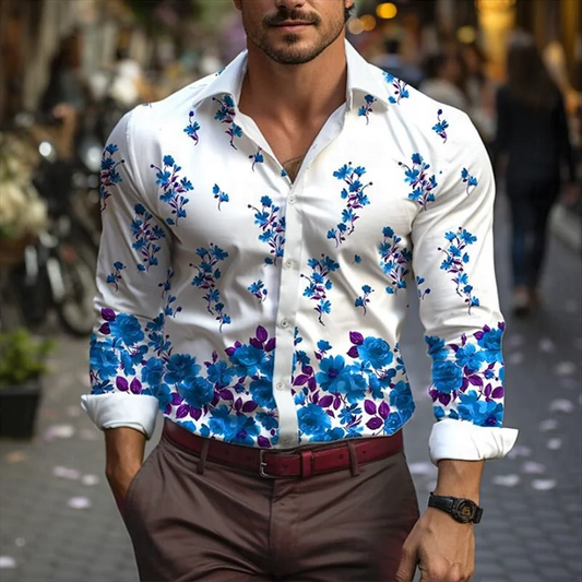 Caruso - Herren Lässiges Poloshirt mit floralem Print
